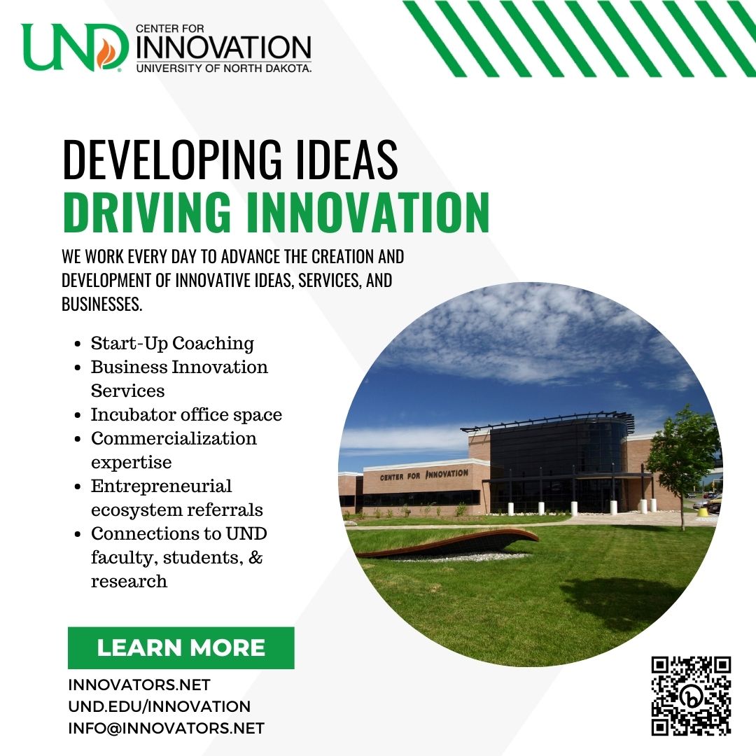 A promotional Graphic for the UND Center for Innovation.