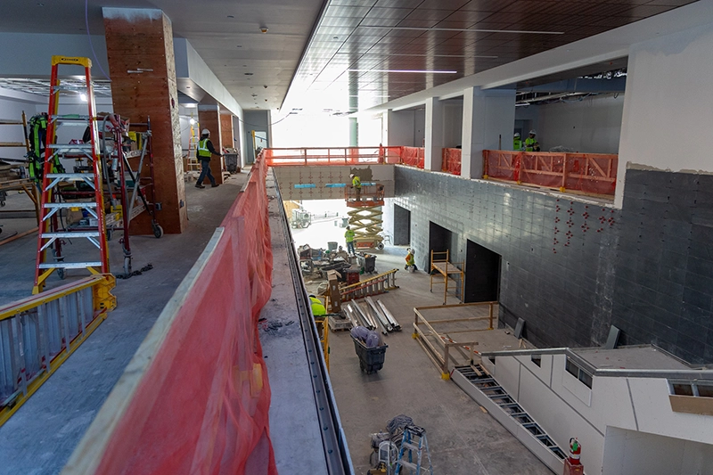 A photo of the unfinished construction site of the new Altru Hospital.