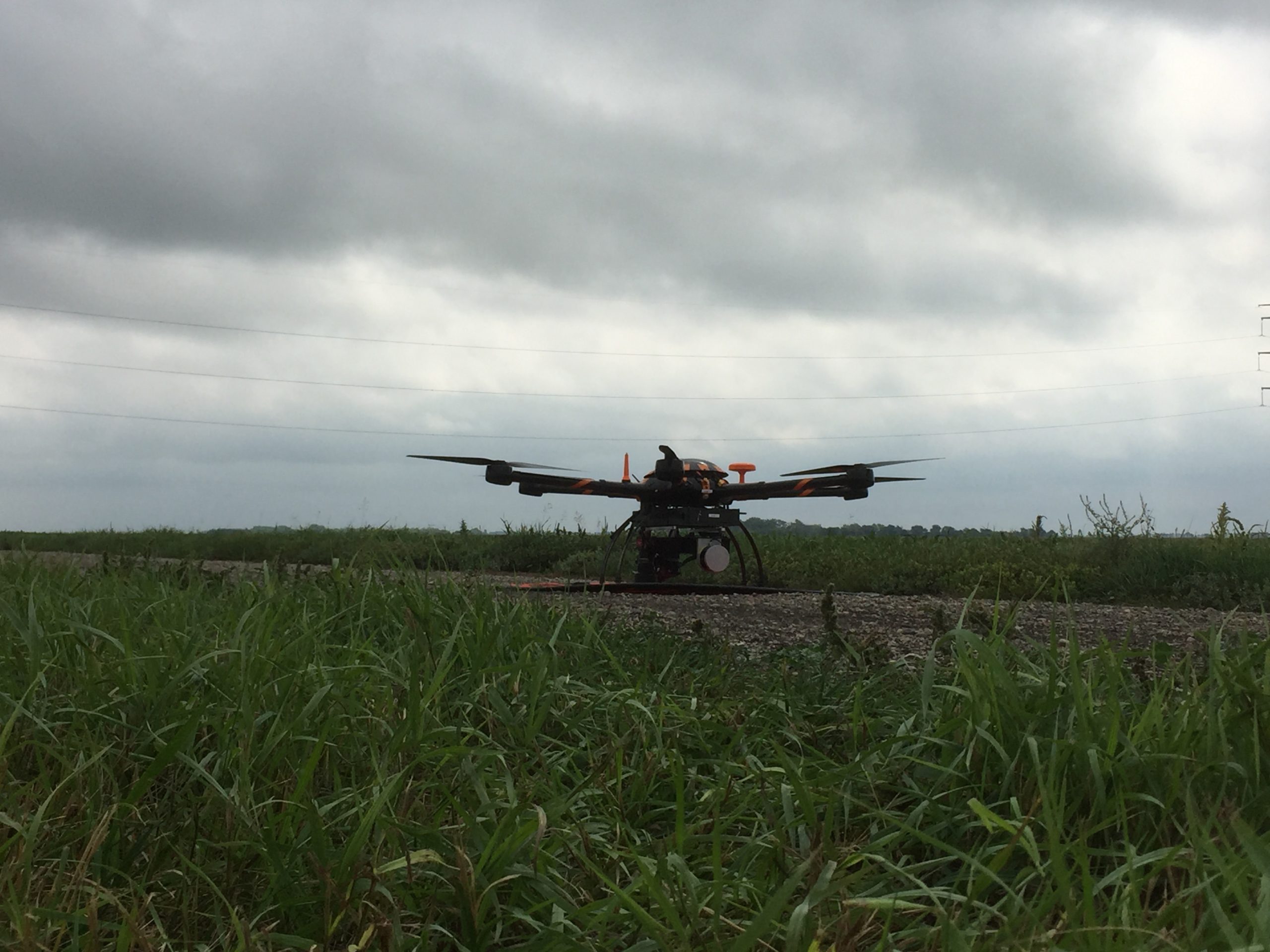 drone plane landed in a field