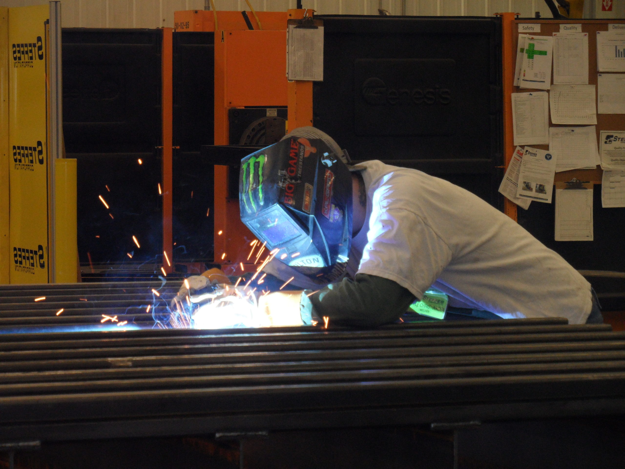 Manufacturing employee welding
