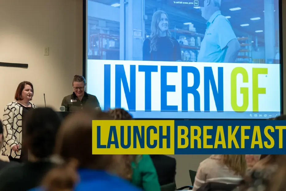 A promotional graphic for the InterGF Launch Breakfast.